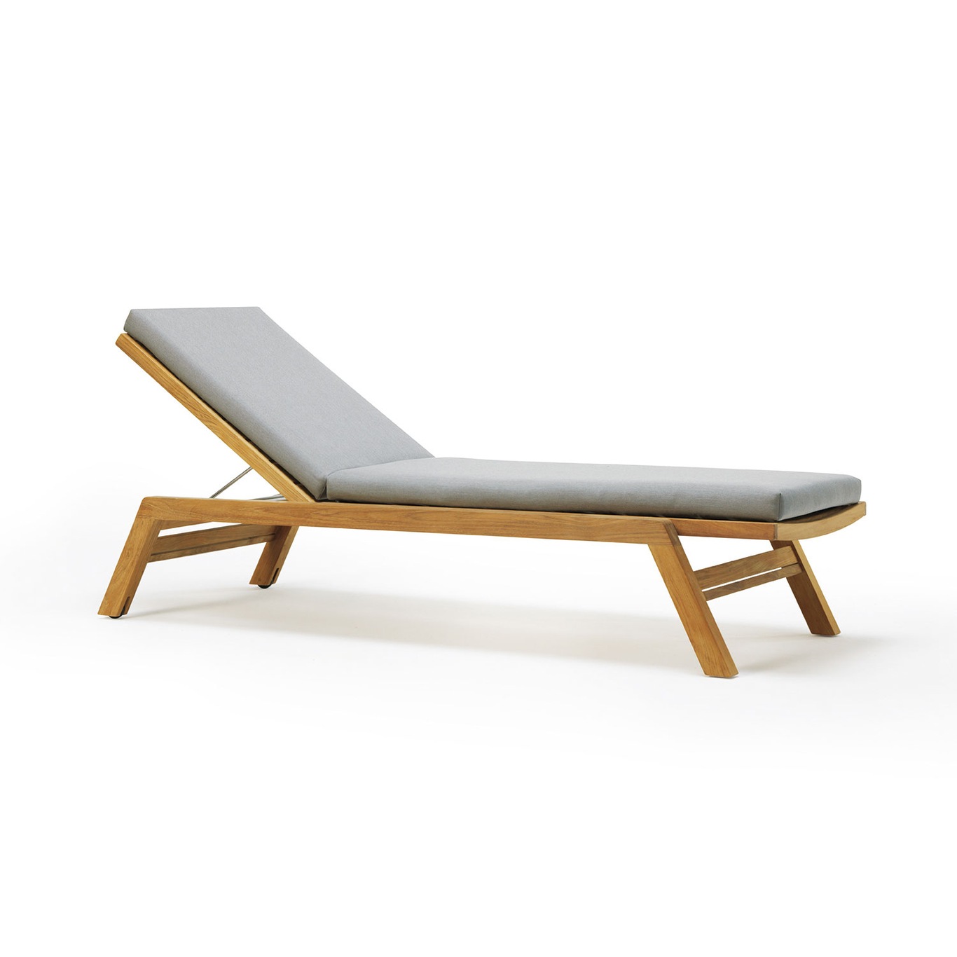 Costes Sunbed With Cushion, Teak / Nature Grey