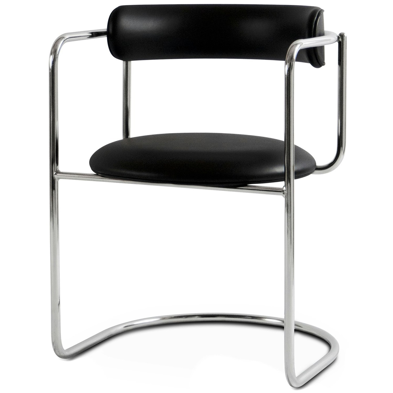 FF Cantilever Chair, Black Leather / Chrome
