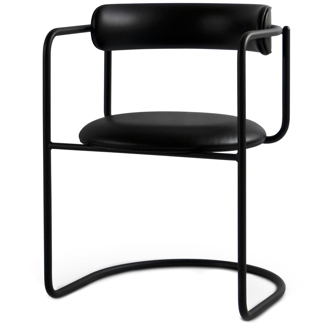 FF Cantilever Chair, Black Leather / Black
