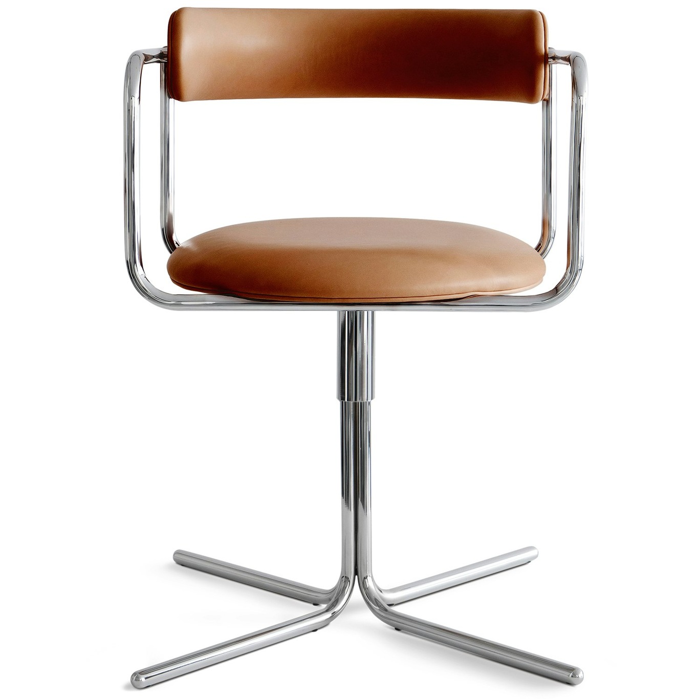 FF Swivel Chair, Cognac Leather / Chrome