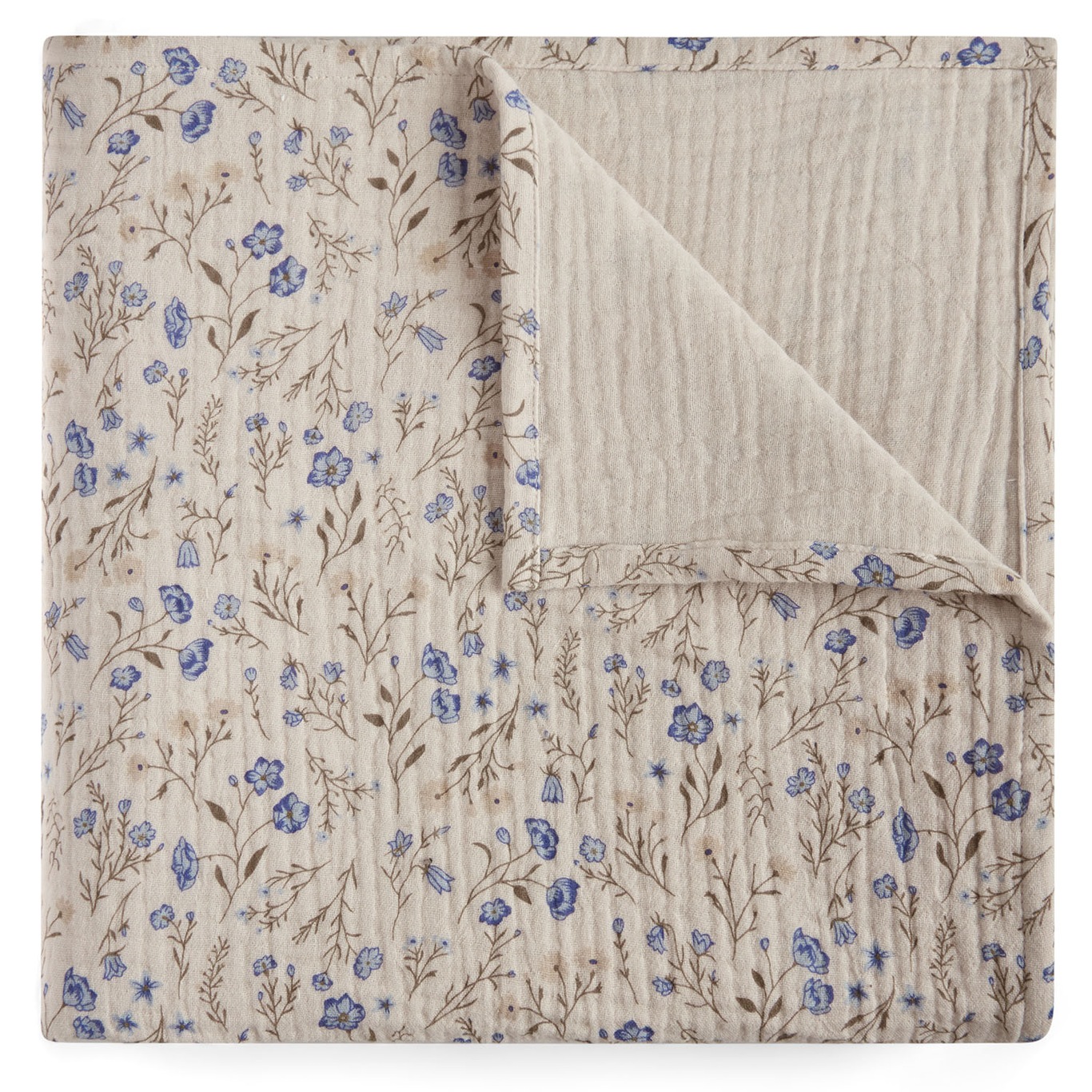 Flora Muslin Blanket Oat, 110x110 cm
