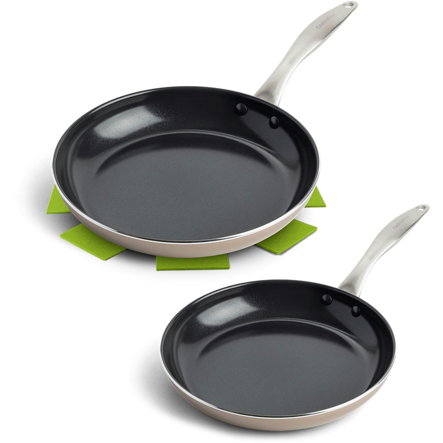 GreenPan Craft Steel 10-Piece Cookware Set with Bonus Pan Protectors, Silver