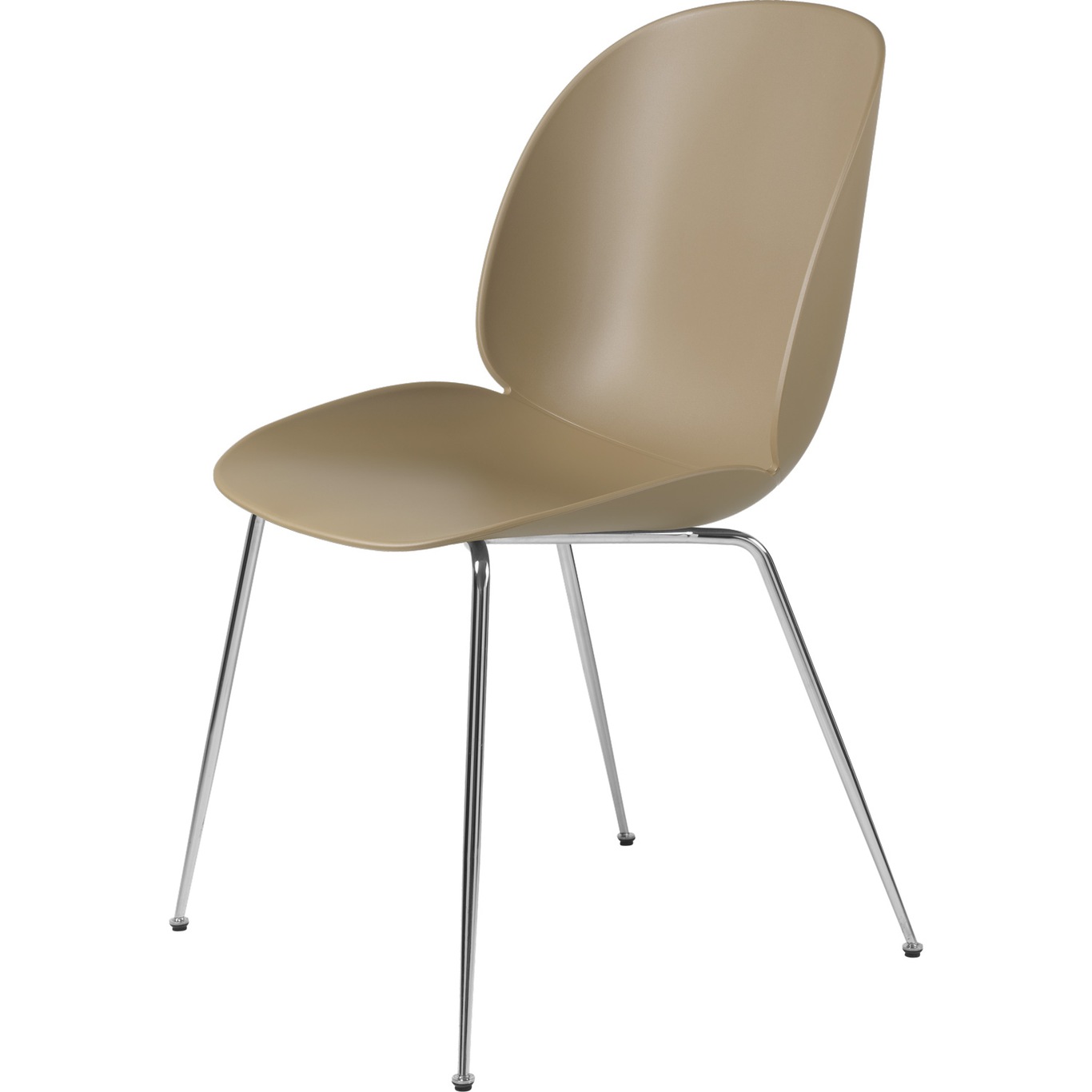 Beetle Chair Un-upholstered Conic Base Chrome, Pebble Brown