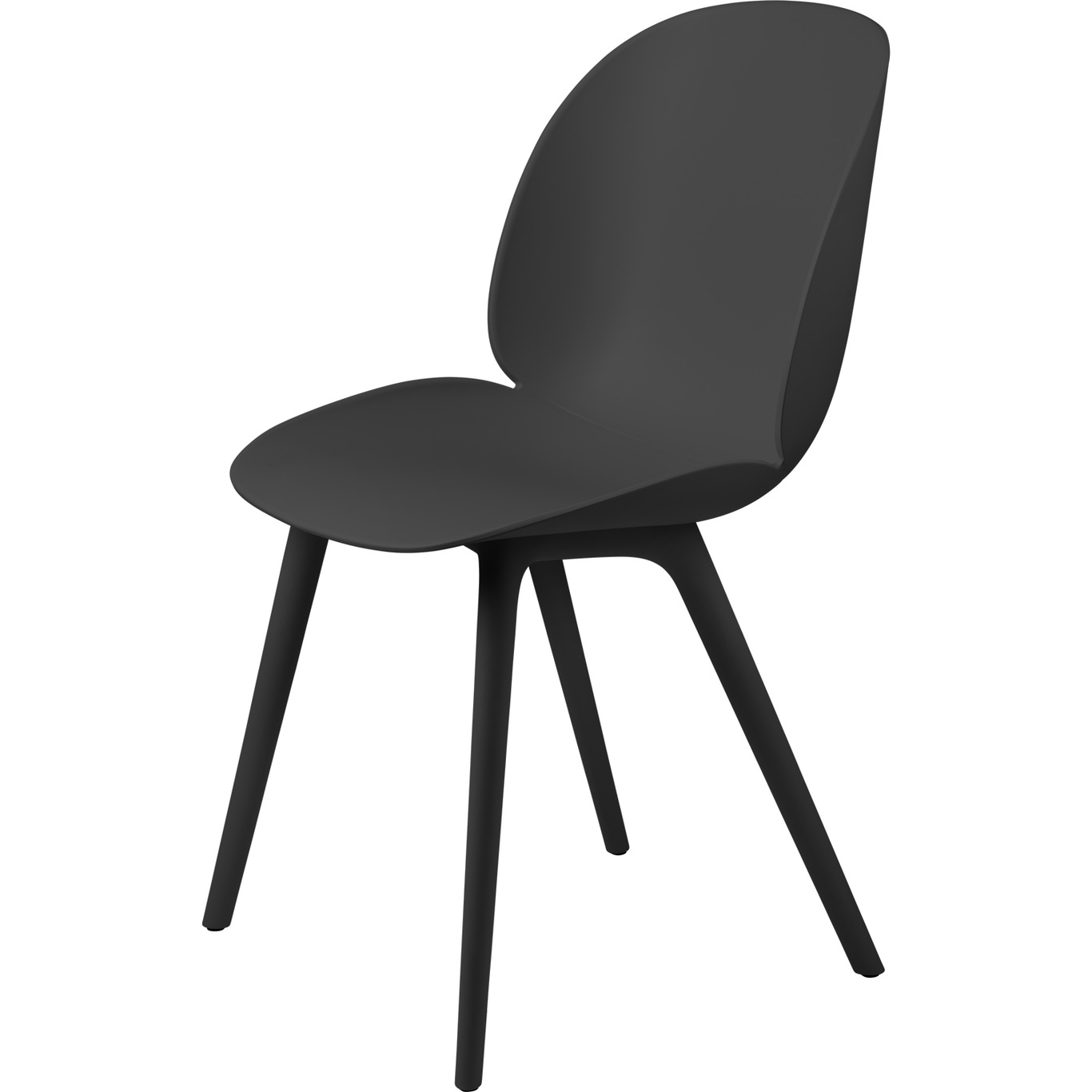 Beetle Chair Un-upholstered Plastic Black Base, Black
