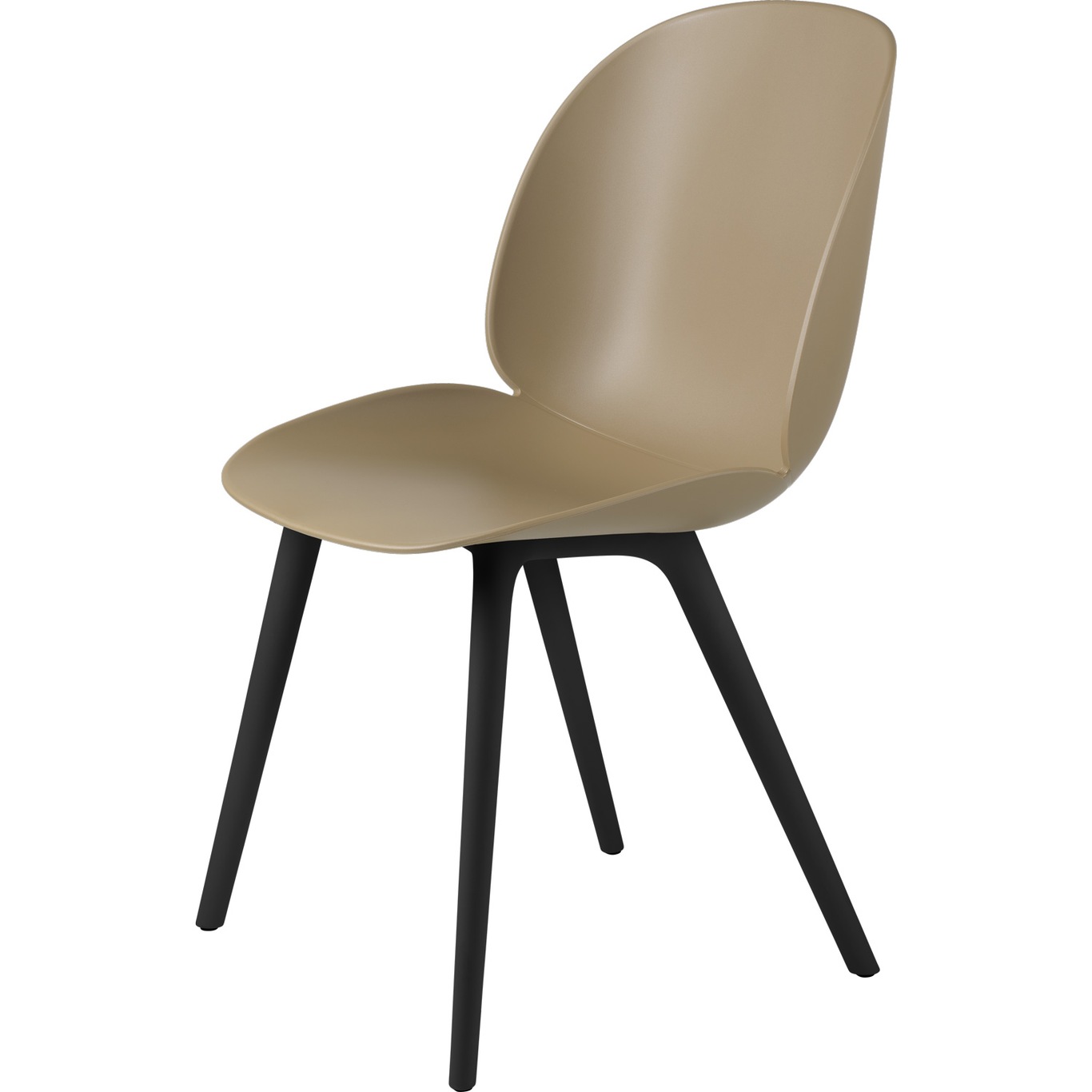 Beetle Chair Un-upholstered Plastic Black Base, Pebble Brown