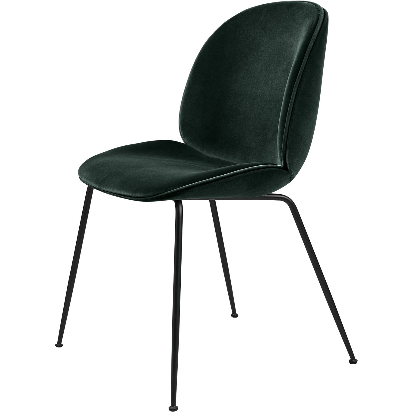 Beetle Chair Upholstered Black Base / Velvet, Dark Green