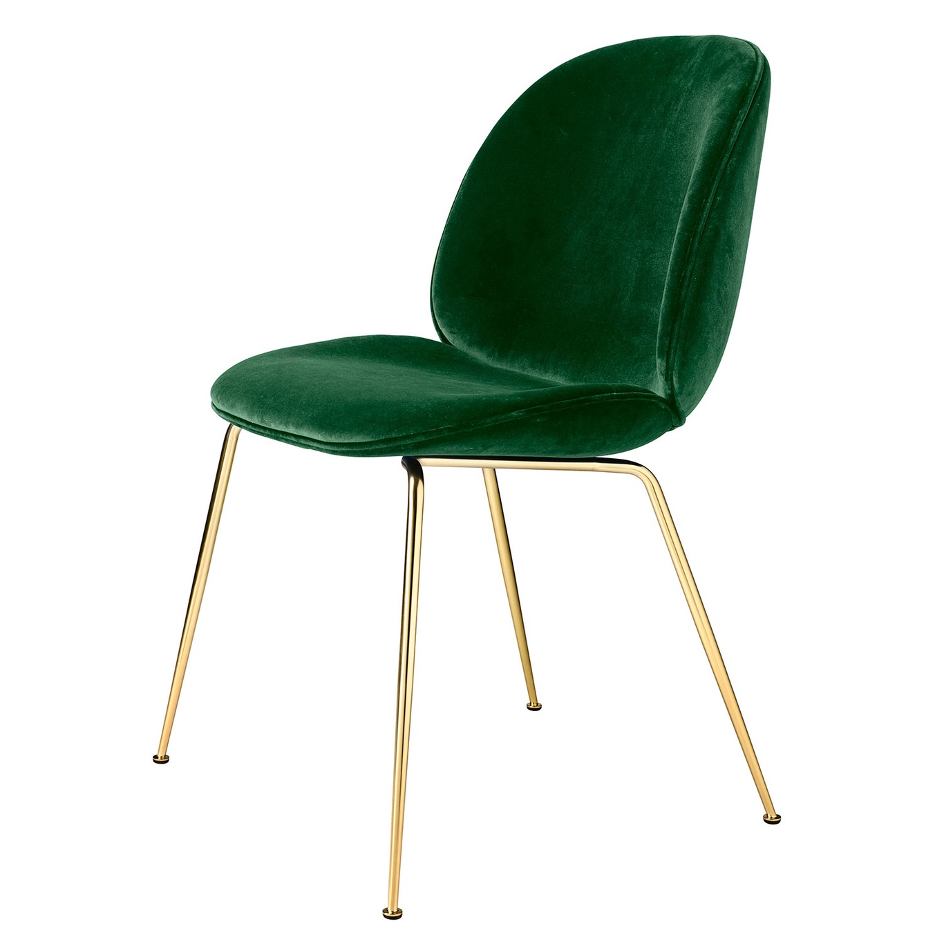 Beetle Dining Chair Fully Upholstered, Conic Base Brass, Velluto Cotone 234