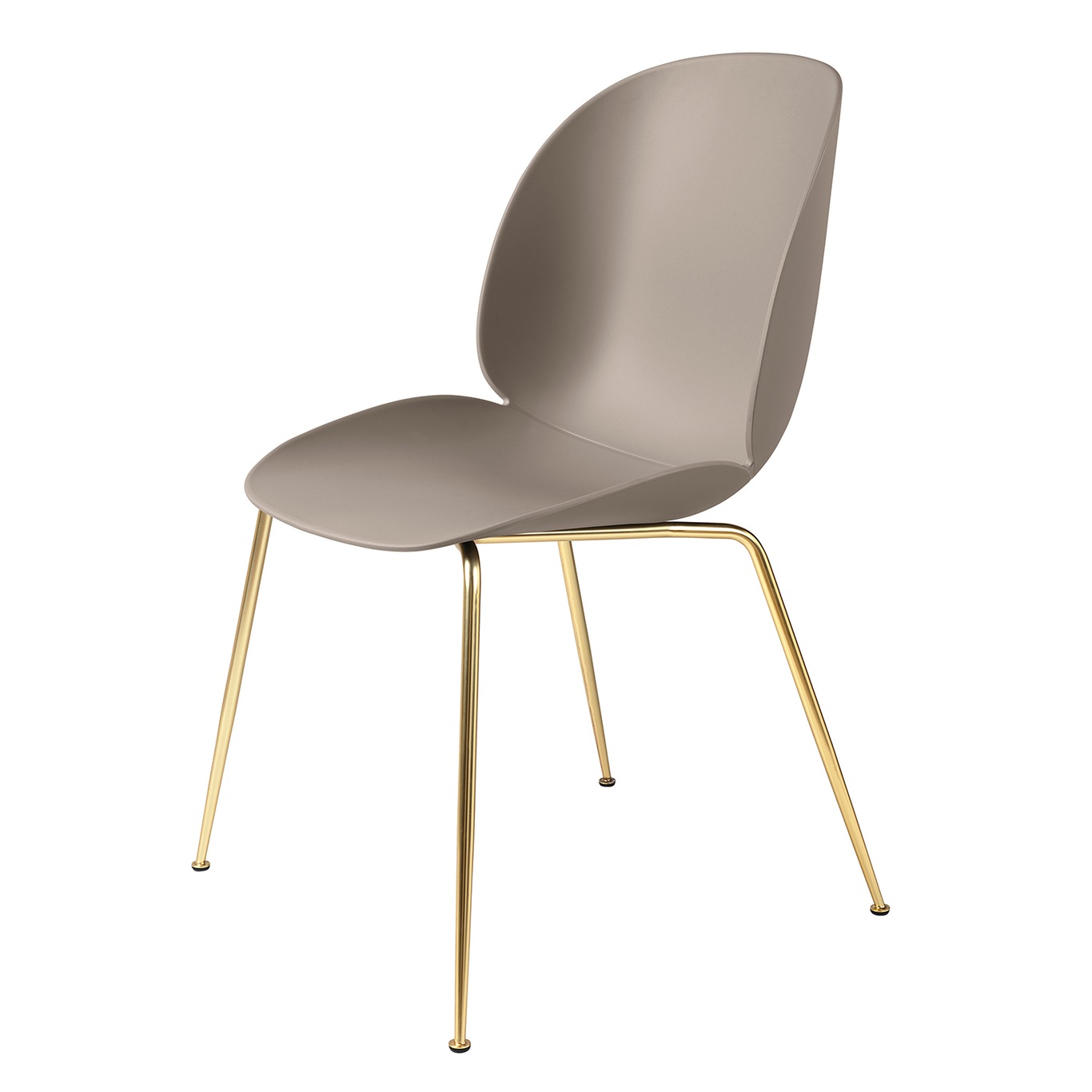 Beetle Dining Chair Un-upholstered, Conic Base Brass, New Beige