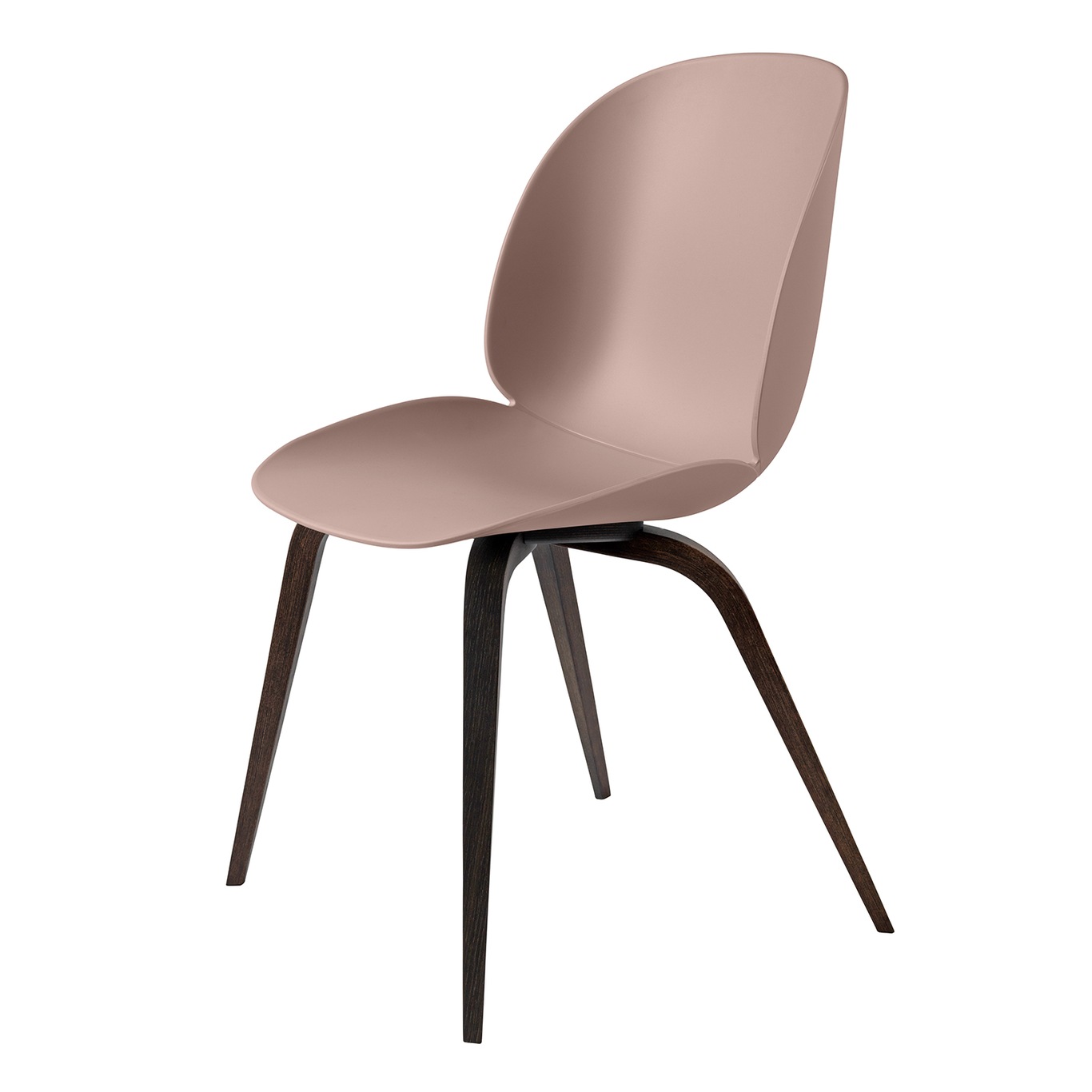 Beetle Dining Chair Unupholstered, Wood Base Smoked Oak, Sweet Pink