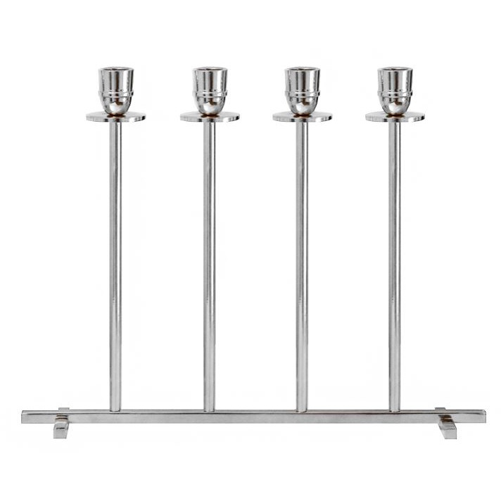 Alto Candlestick for 4 Candles, Nickel plated Brass