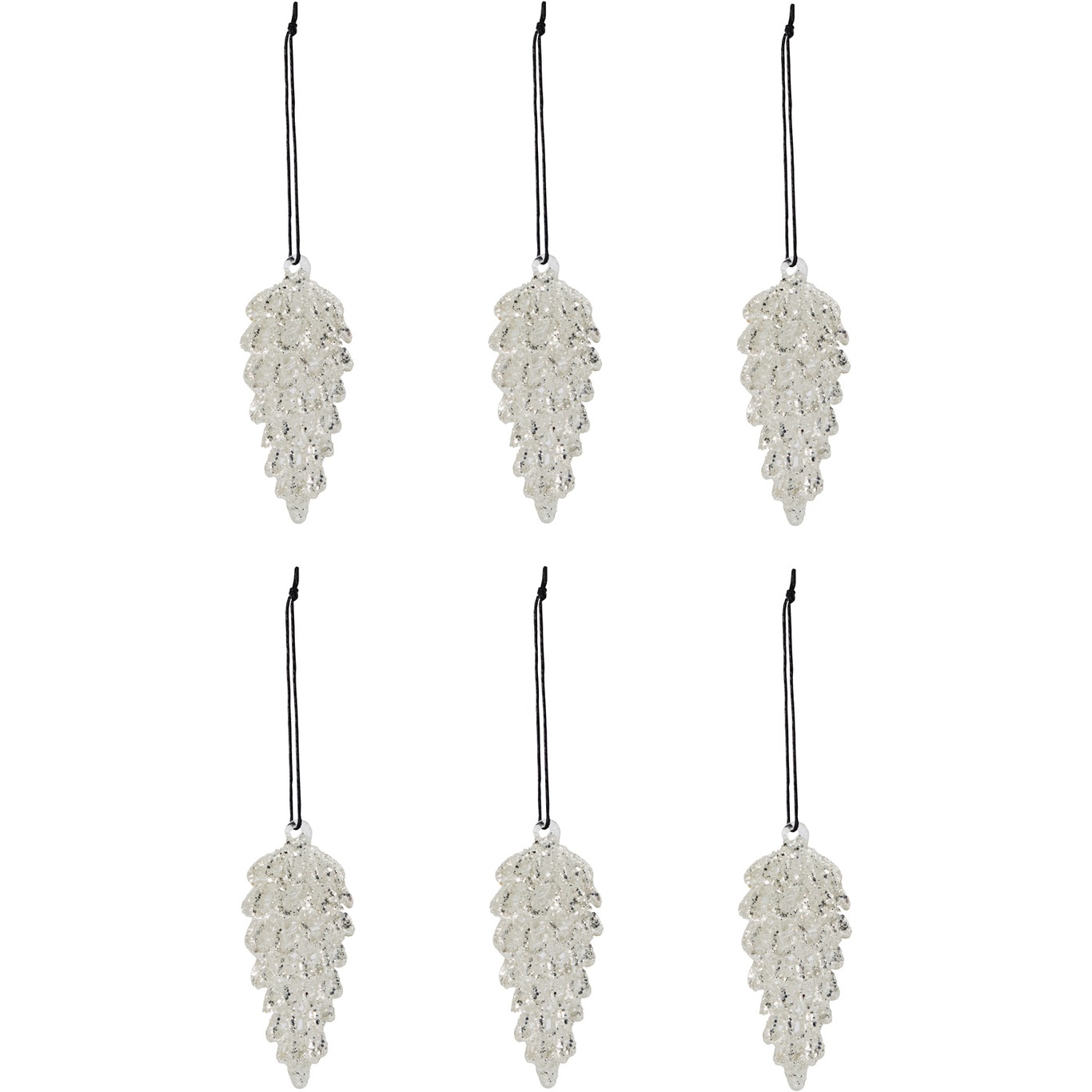 Cone Christmas Decorations 6-pack 3,5x9 cm, Silver