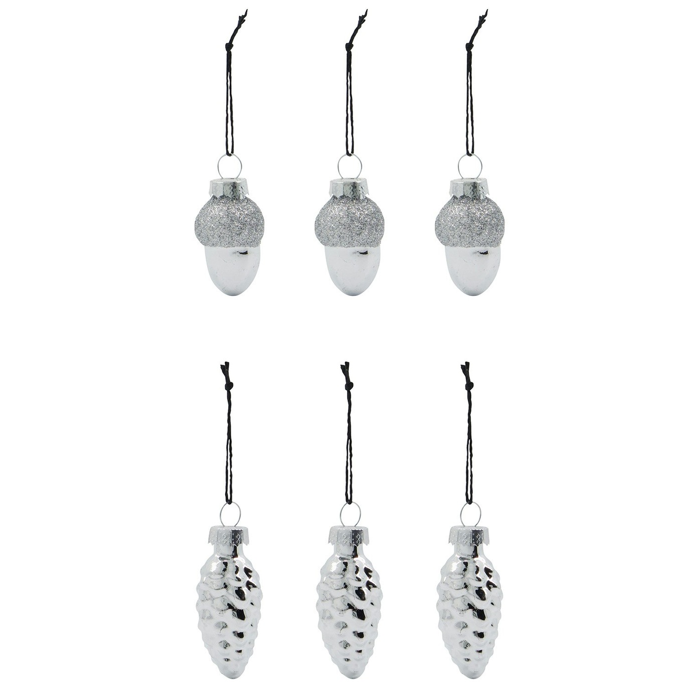 Glint Christmas Decorations 6-pack, Silver