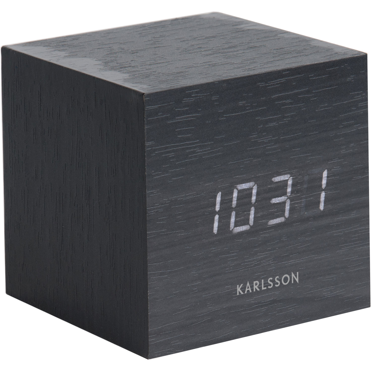 Karlsson Mini Cube LED Wecker Neu Holz braun Würfel