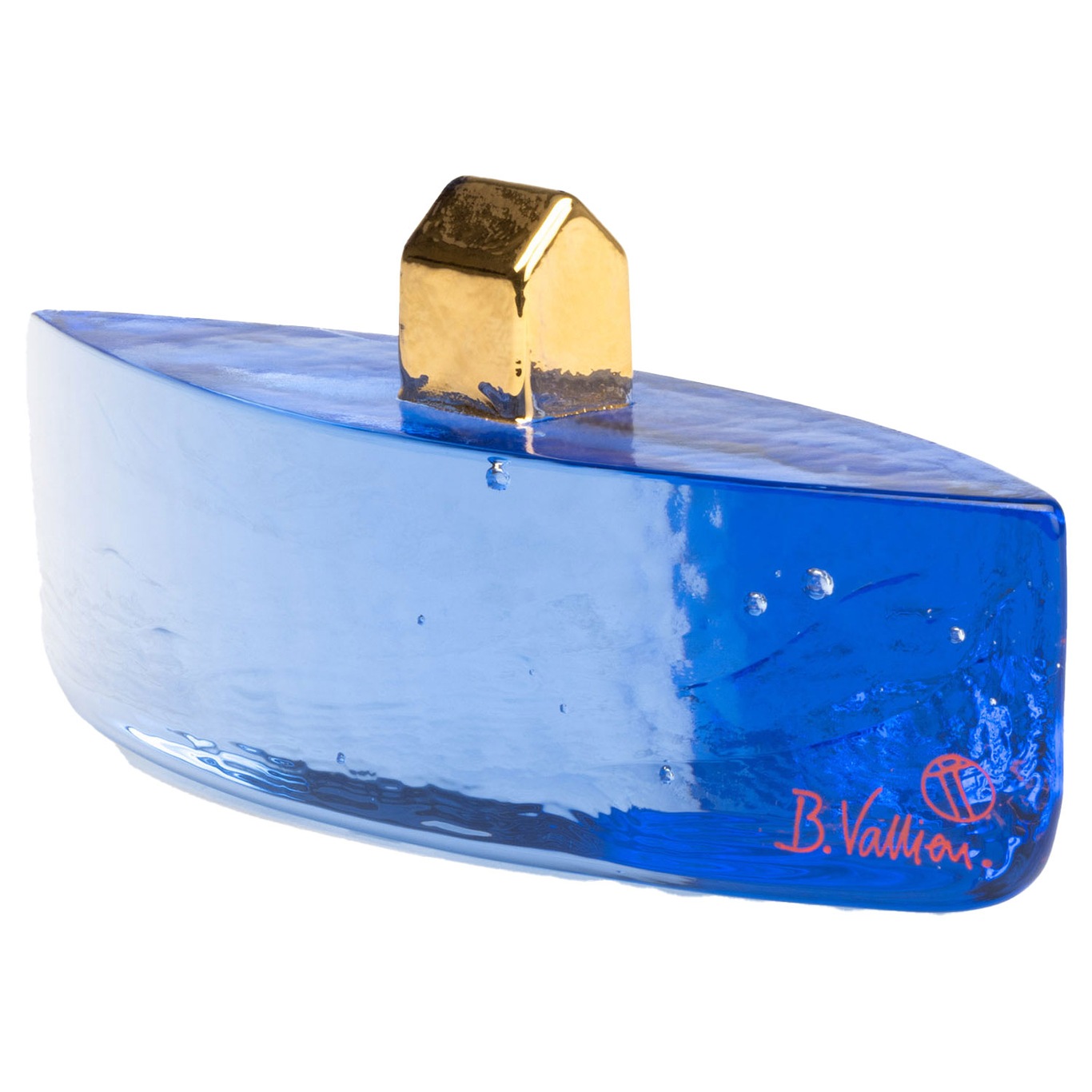 Fortress Vessel Art Glass, Blue/Gold BV AC-23