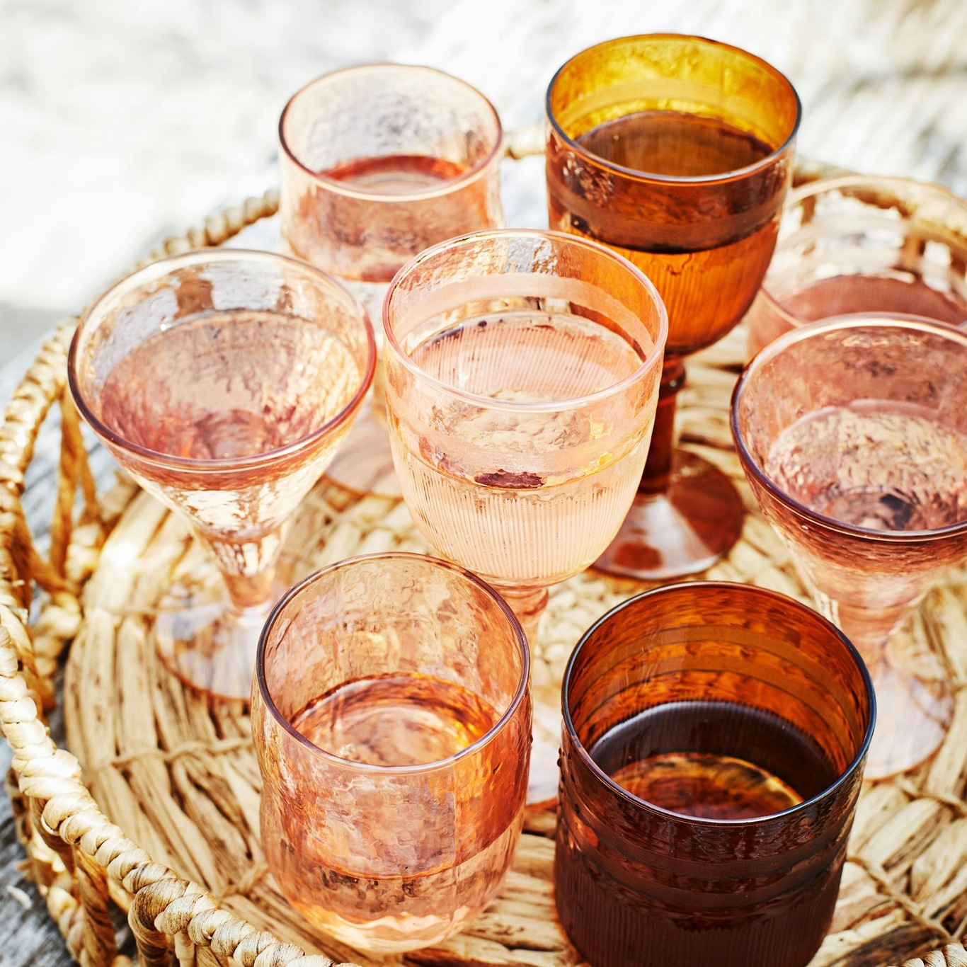 Hammered Outdoor Stemless Wine Glasses