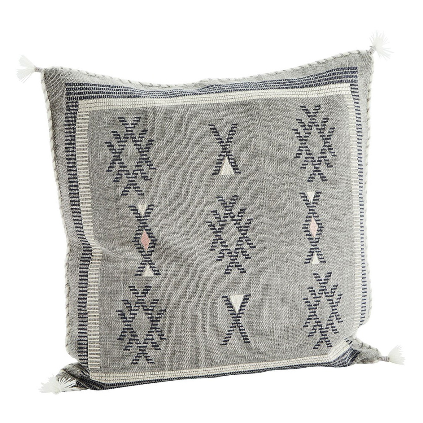 Handwoven Cushion Cover 50x50 cm, Grey