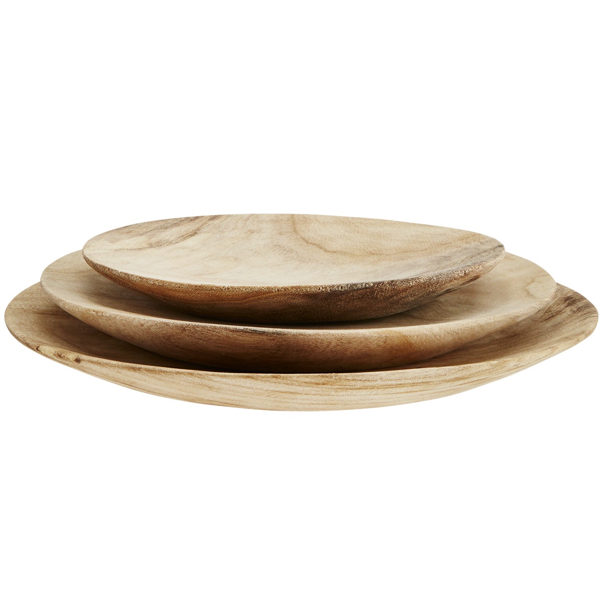 Round wooden plates, 3 Pcs