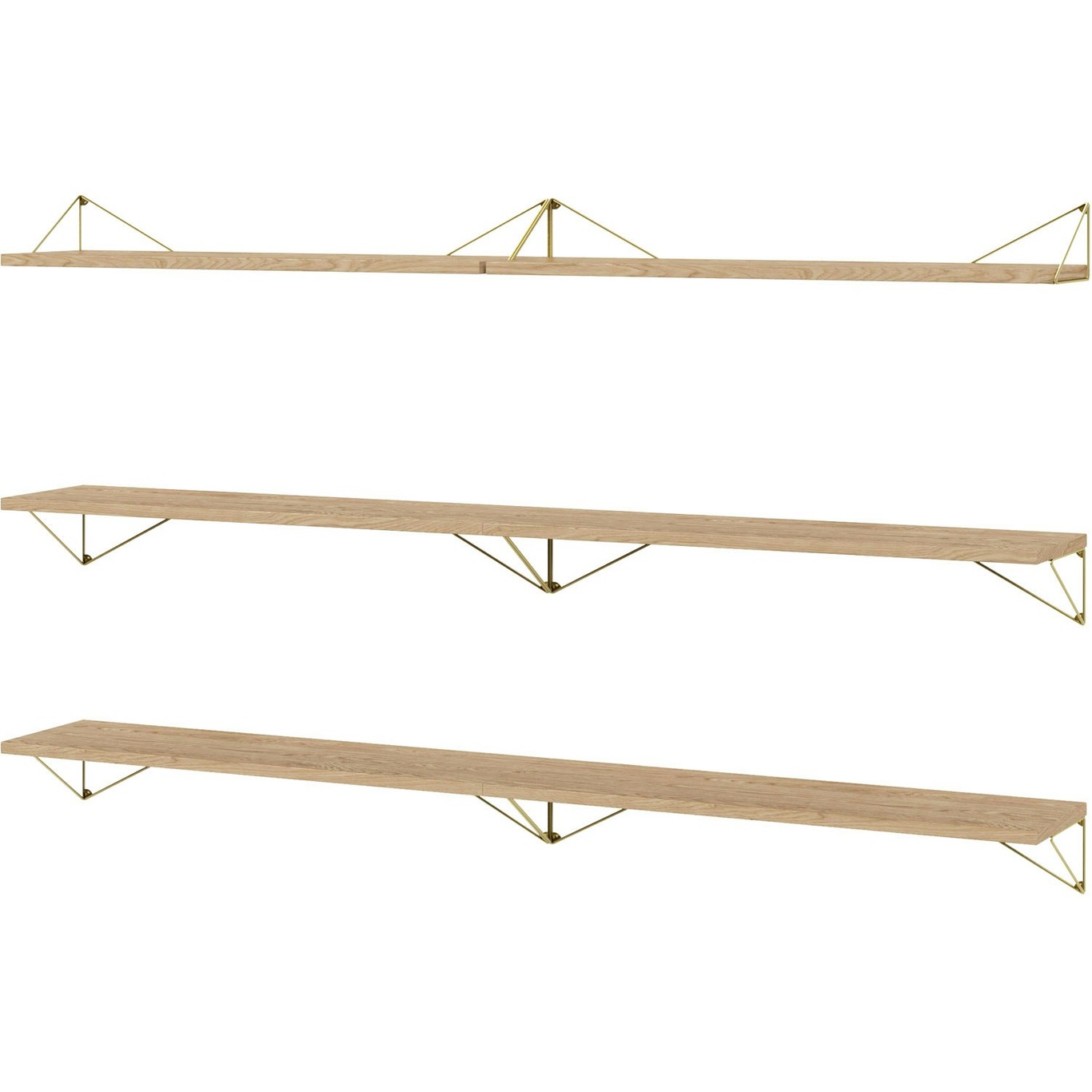 Pythagoras Shelf Set 6 Shelves, Oak / Brass