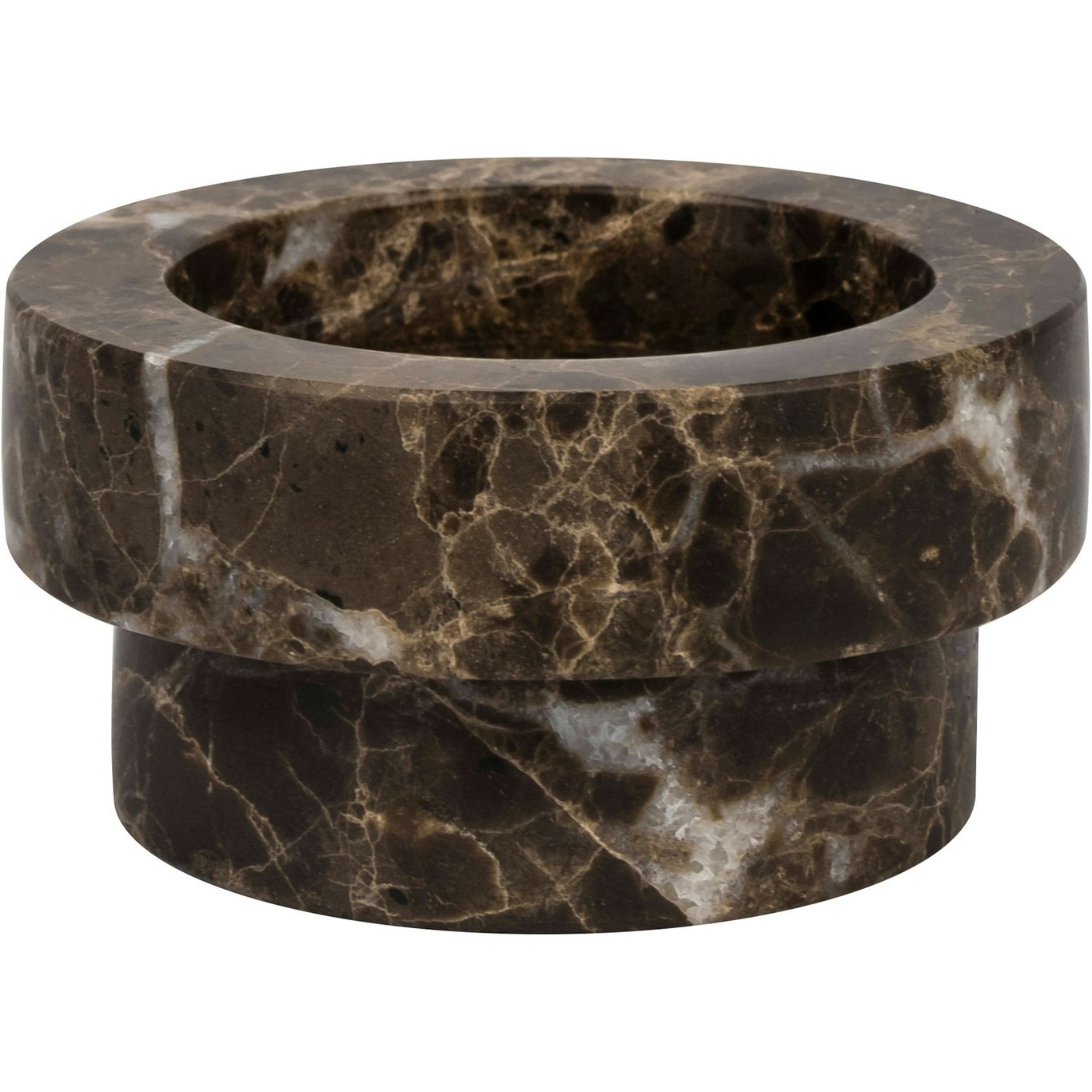 MARBLE Candle Holder Low, Brown