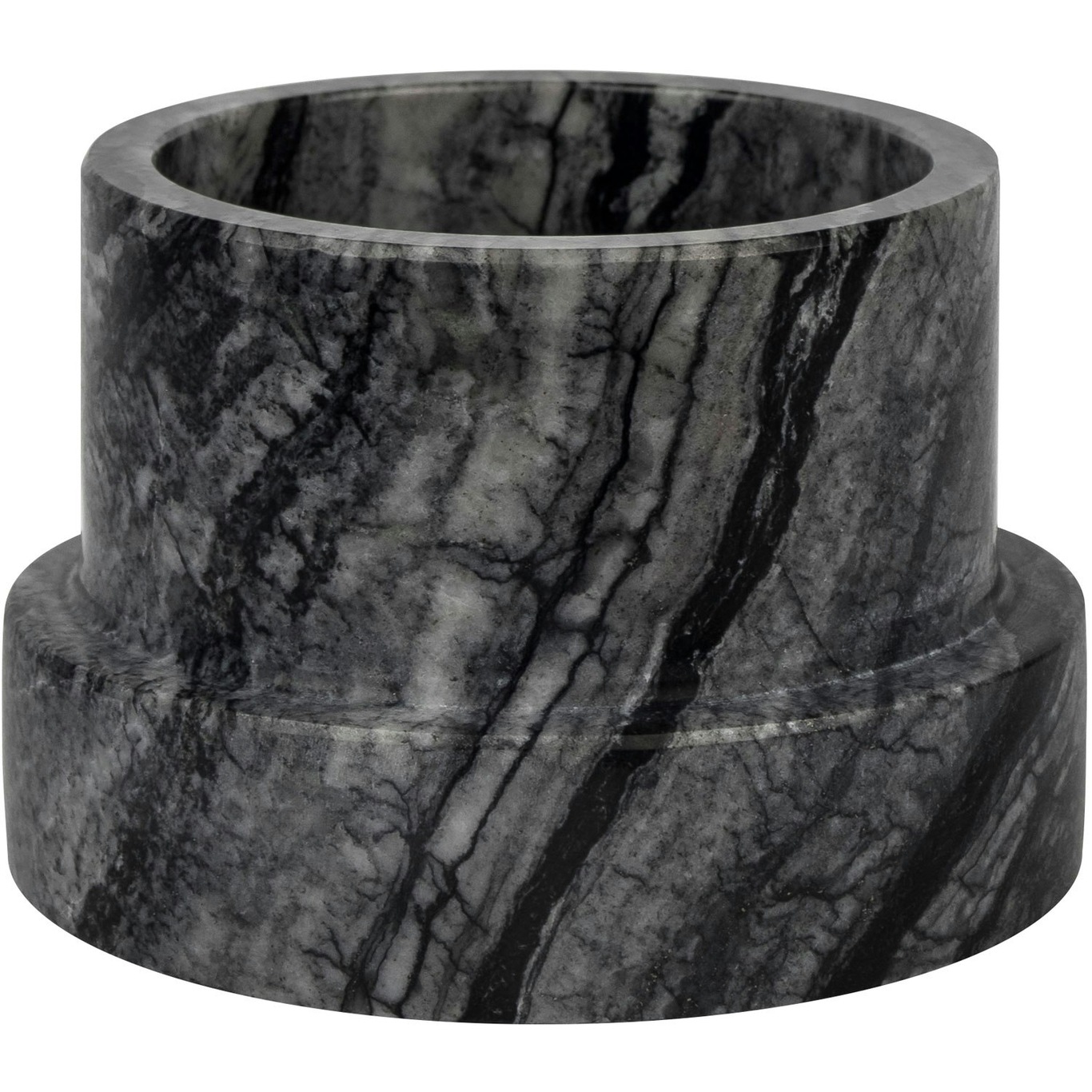 MARBLE Candle Holder High, Black/Grey