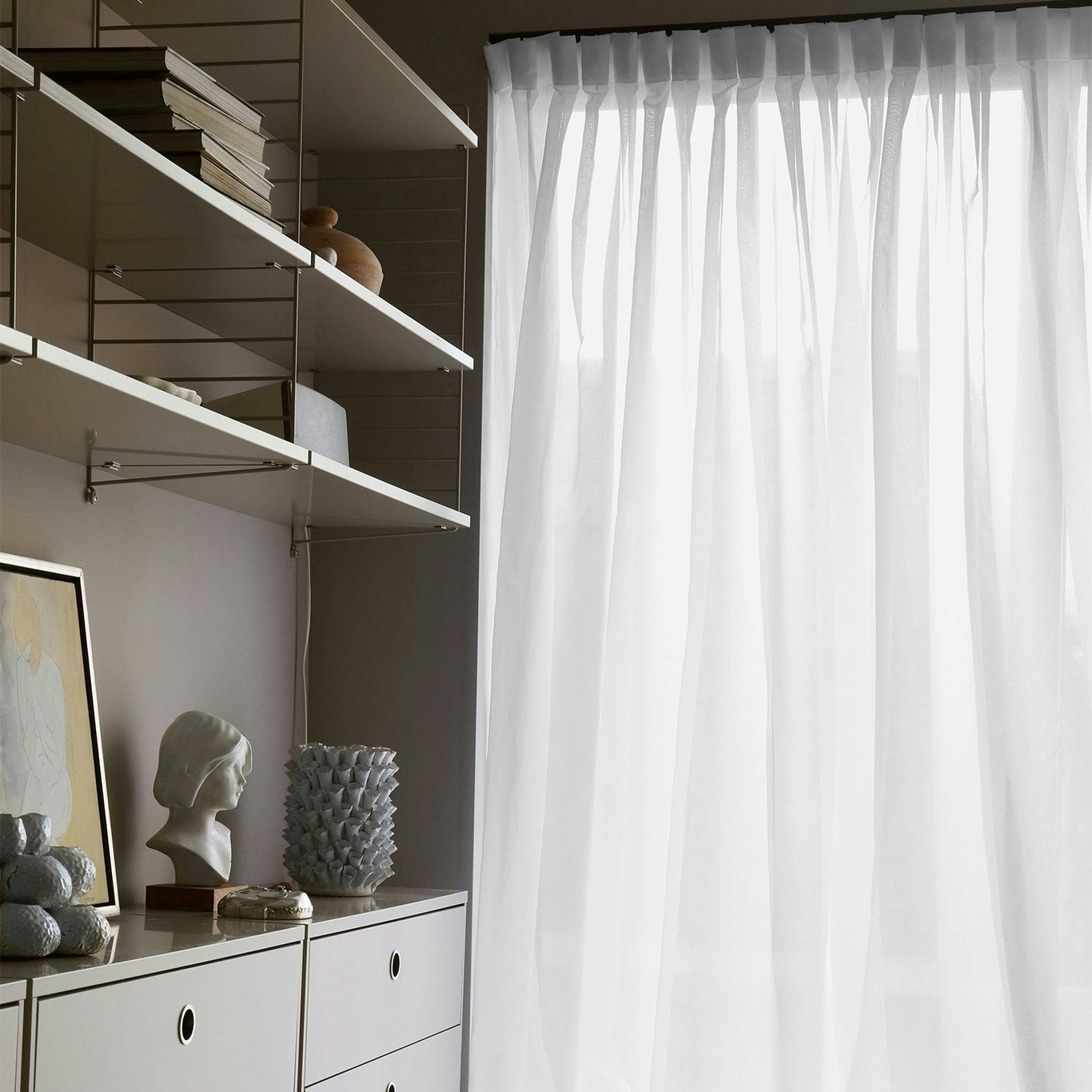 Grace Curtain Double Width 290x270 cm, White