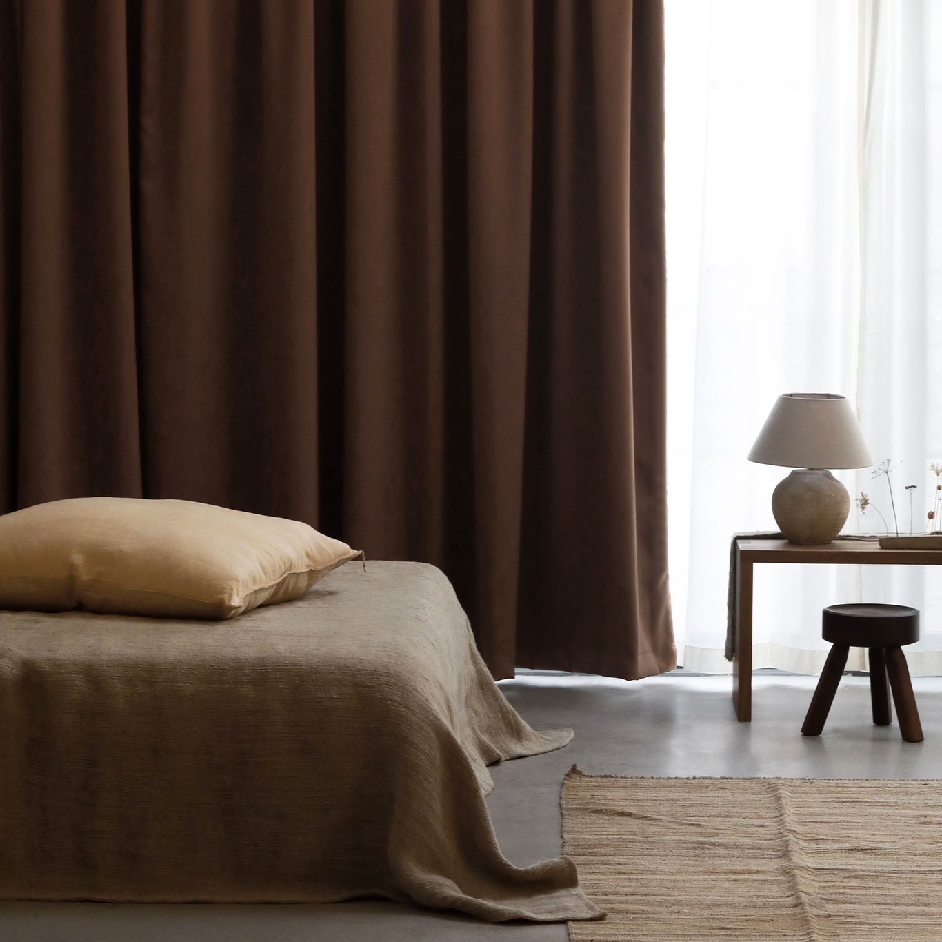 Hotel Blackout Curtain Double Width 290x270 cm, Brown