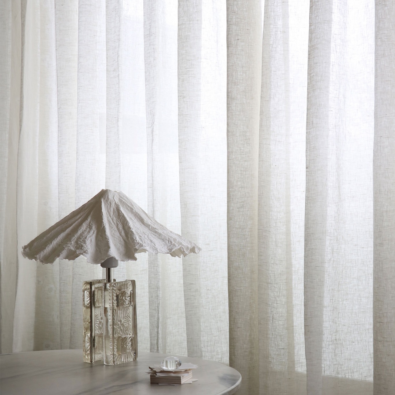 Kelly Curtain Linen Double Width Kaolin White, 293x250 cm