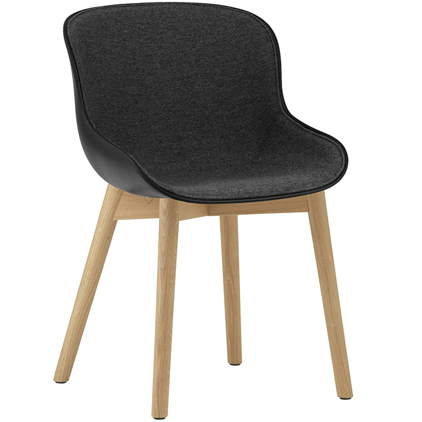 Hyg Chair, Upholstered Front, Dark Grey / Oak