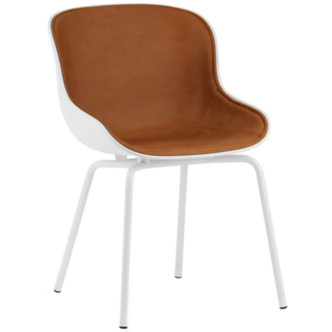 Hyg Chair, Upholstered Front, Brandy Leather / White