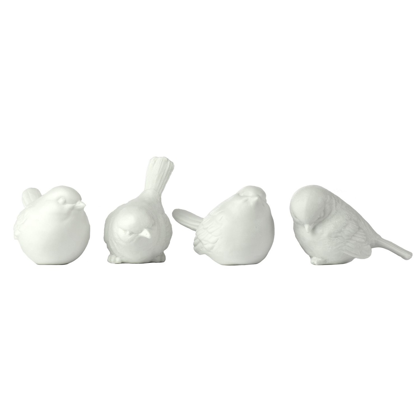 Sparrow Porcelain birds 4-Pack, white