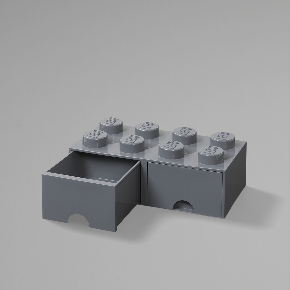 LEGO Brick Drawer, 8 Knobs, 2 Drawers, Stackable Storage Box, White