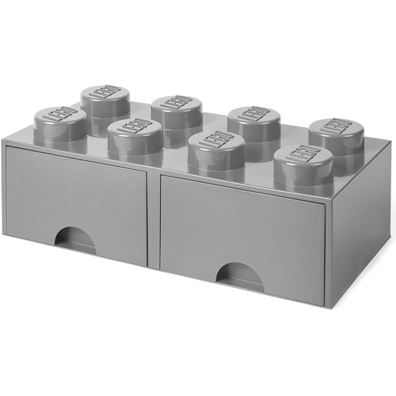 LEGO® Storage With 2 Drawers 8 Knobs, Medium Stone Grey