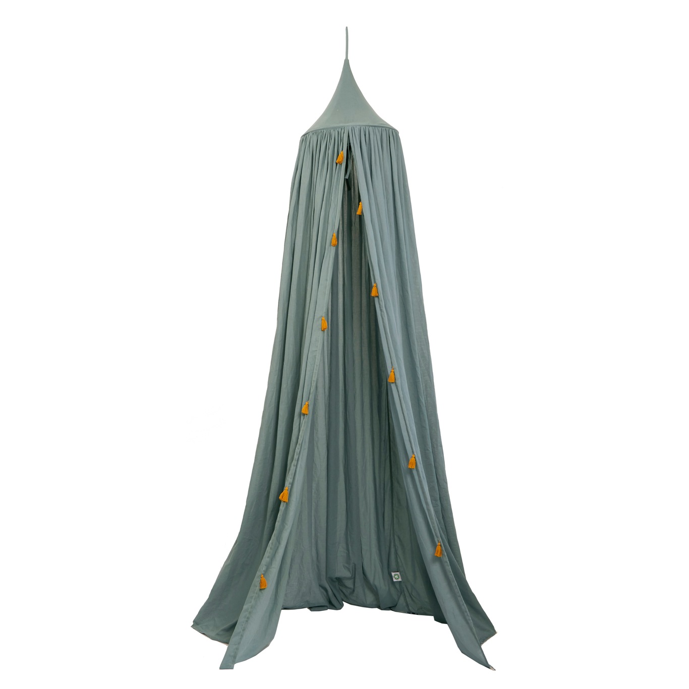 Canopy With Tassels, Sea Grey