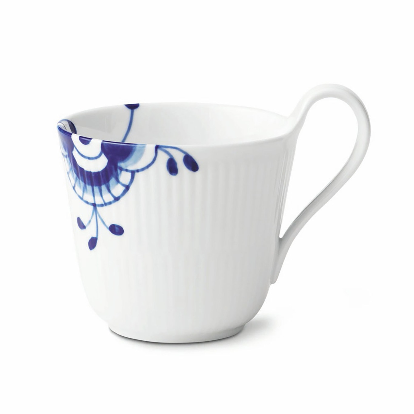 Blue Fluted Mega Cup With High Handle 33cl, White