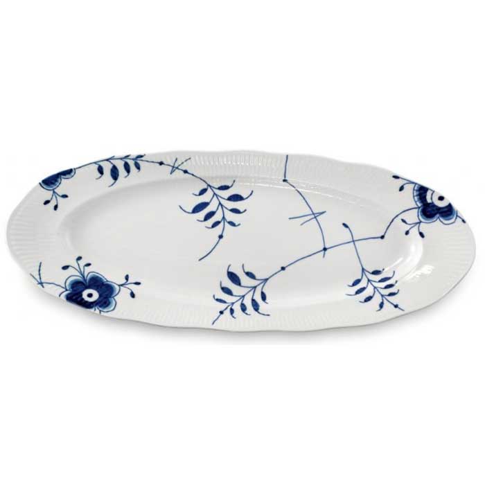 Blue Fluted Mega Oval Dish, 60 cm