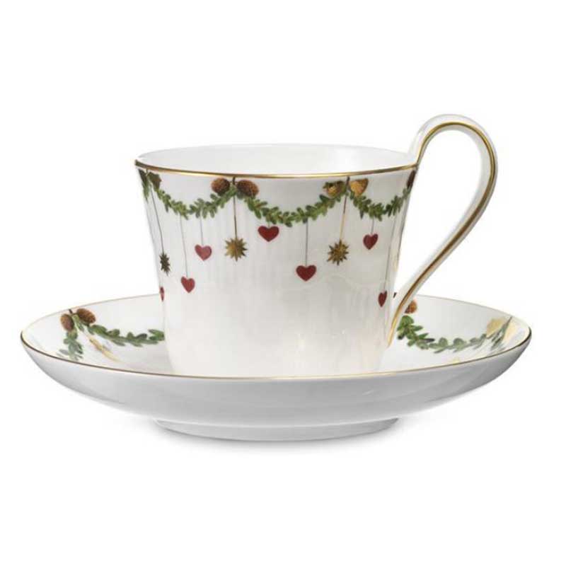 Starfluted Christmas Coffee Cup With Saucer