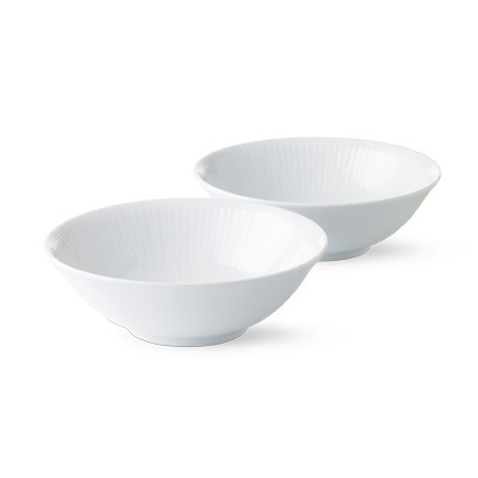 White Fluted Bowl 35 cl, Set of 2