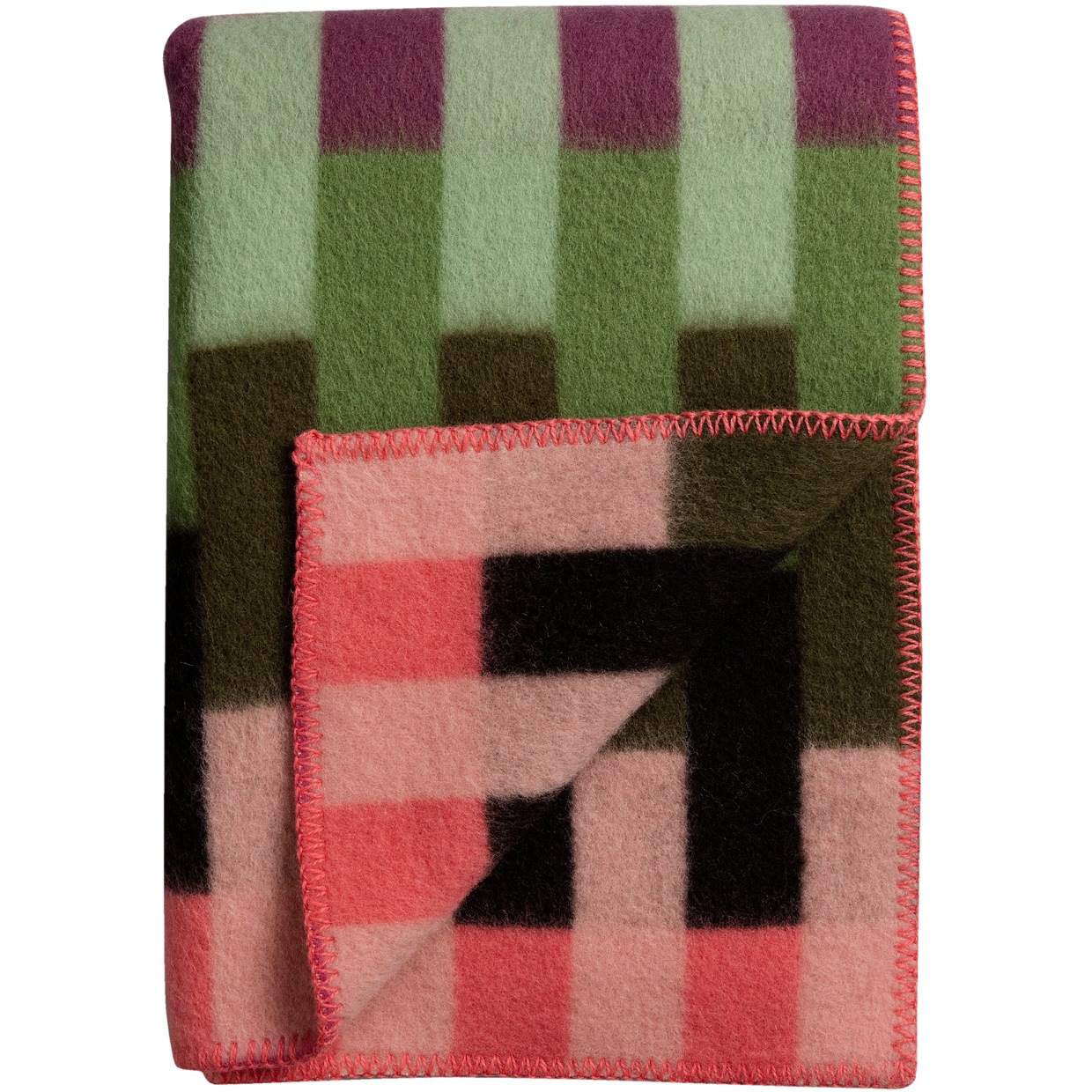 Åsmund Bold Wool Plaid 135x200 cm, Pink / Green