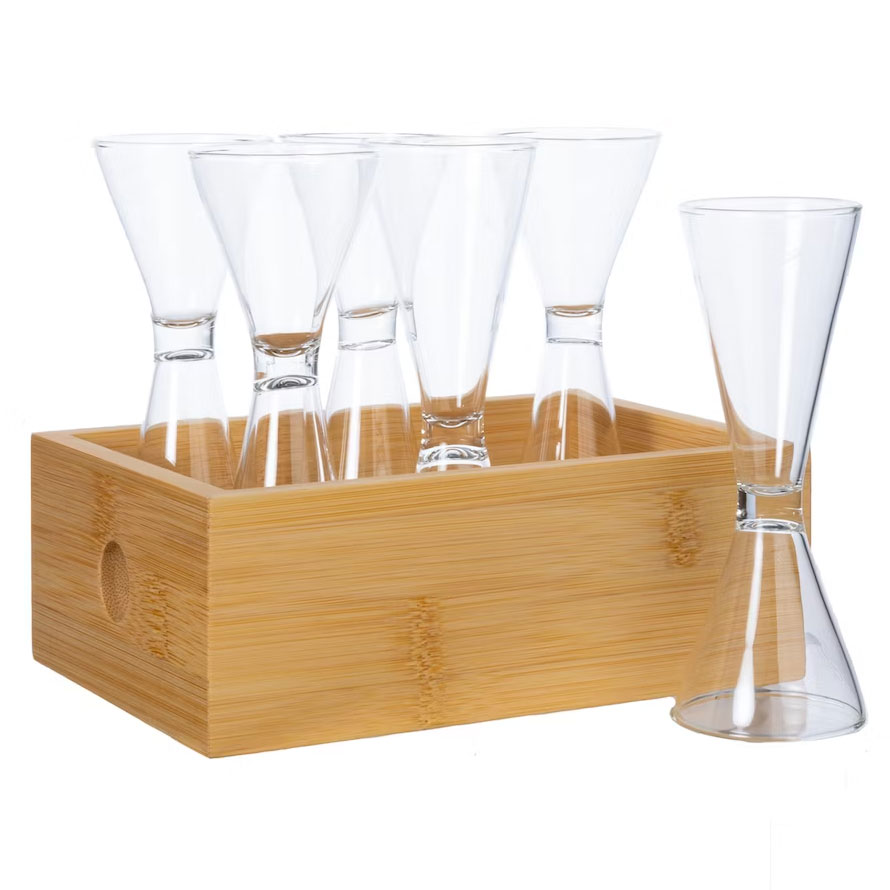 Nature Schnapps Glass With Bamboo Box 6-pack