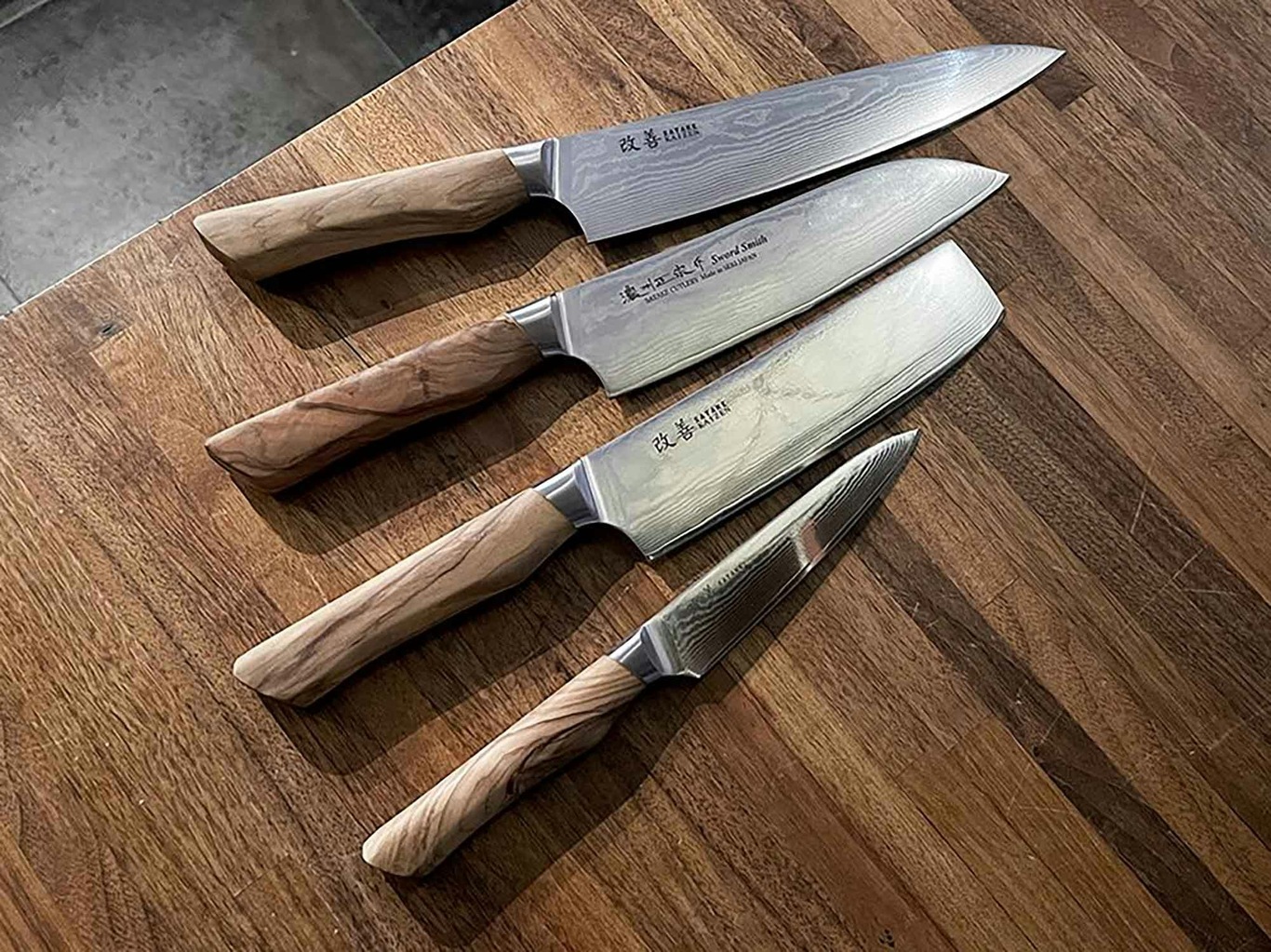 4 Pack Damascus Pocket Knife Set Mini Chef Tiny Stainless Steel