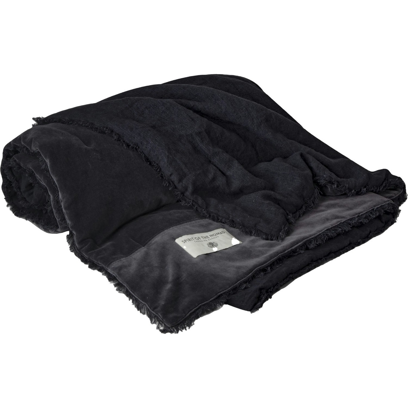 Bedspread Velvet / Linen 180x260 cm, Lava Grey
