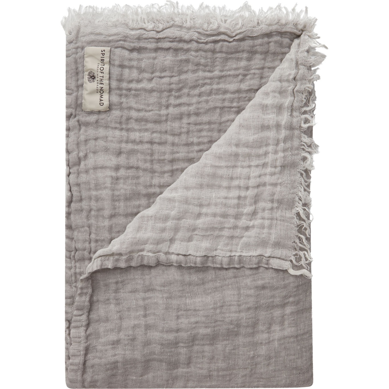 Linen Throw 130x170 cm, Misty Grey/Off-white