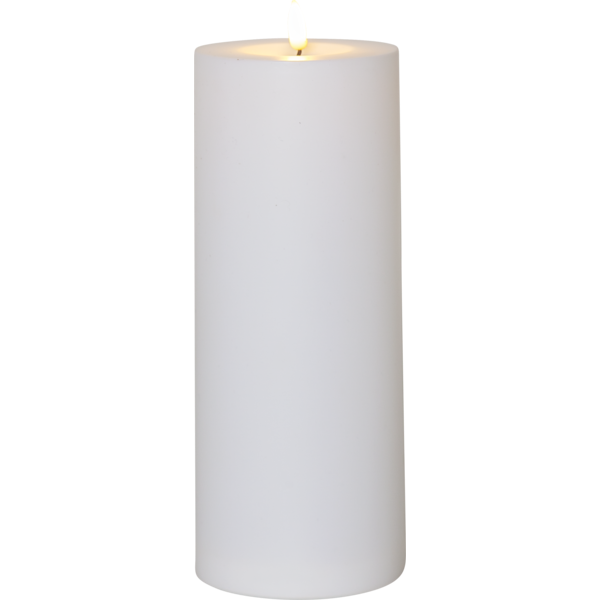Flamme Pillar Candle LED Outdoor White, 27 cm