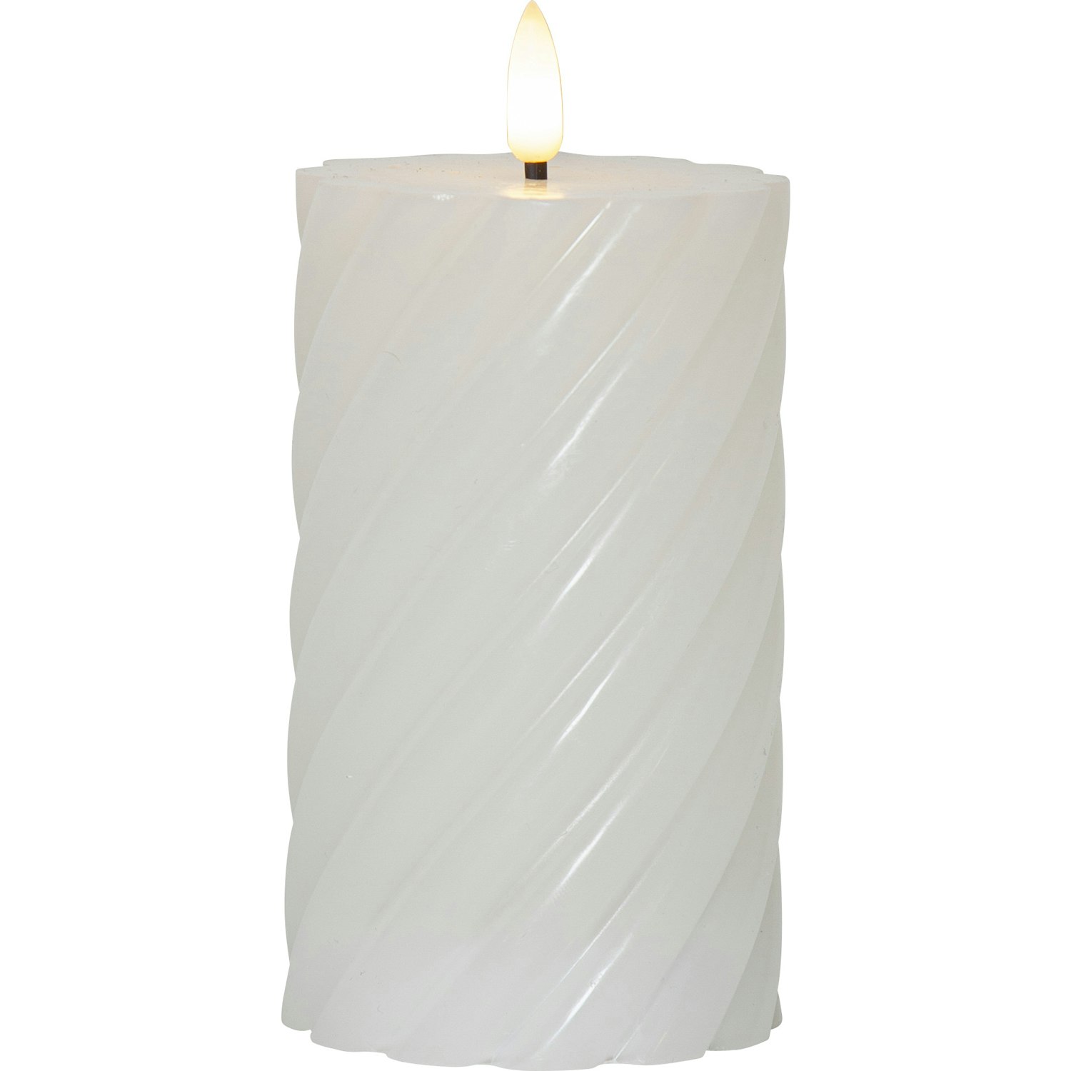 Flamme Swirl LED Pillar Candle 15 Beige - Star Trading @