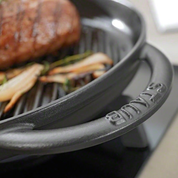 Staub Cast Iron - Grill Pans 10-inch, Round Double Handle Pure Grill, dark  blue