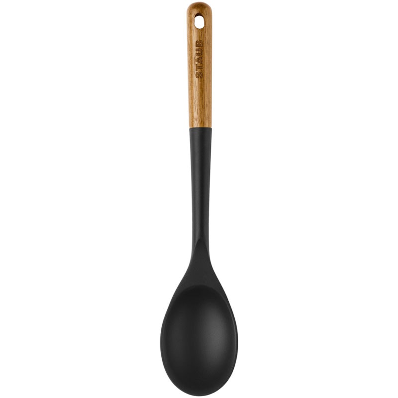 STAUB Multifunction Spatula Spoon, Great for Both Cooking and Serving  Durable BPA-Free Matte Black Silicone, Acacia Wood Handles, Safe for  Nonstick