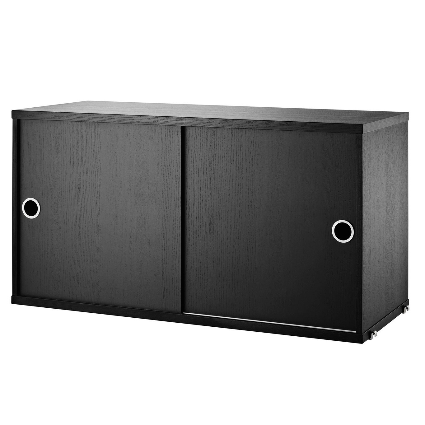 String Cabinet With Sliding Doors 30x78 cm, Black