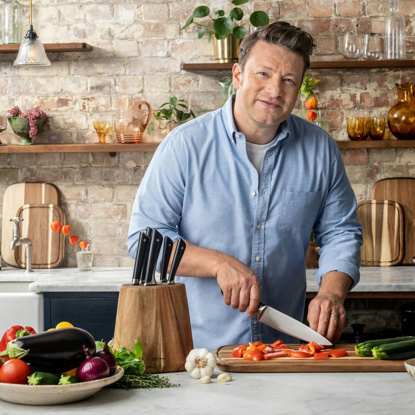 Jamie Oliver Knife Block With 5 Knives - Tefal @ RoyalDesign