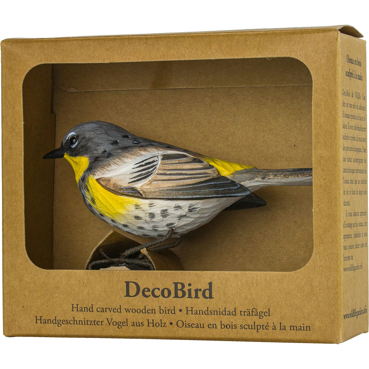 DecoBirds Hand-carved Bird, Yellow-rumped Warbler