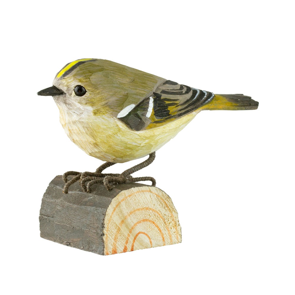 DecoBirds Hand-carved Bird, Goldcrest